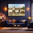 Yatay Kanvas Tablo Osmanlı Sahil Yerleşimi Sahnesi Osmanlı Tablosu Ev Ofis Duvar Dekoru