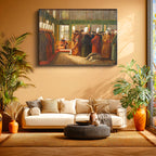 Yatay Kanvas Tablo Osmanlı Cami Önü Meydan Sahnesi Osmanlı Tablosu Ev Ofis Duvar Dekoru