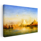 Yatay Kanvas Tablo İstanbul Boğazı Tarihi Silüet Manzarası Osmanlı Tablosu Ev Ofis Duvar Dekoru