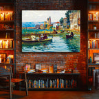 Yatay Kanvas Tablo Osmanlı Su Yolu Yerleşimi Sahnesi Osmanlı Tablosu Ev Ofis Duvar Dekoru