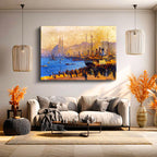 Yatay Kanvas Tablo Osmanlı Liman Ticaret Sahnesi Osmanlı Tablosu Ev Ofis Duvar Dekoru