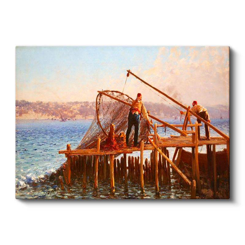 Yatay Kanvas Tablo Osmanlı Çarşı Günlük Yaşam Sahnesi Osmanlı Tablosu Ev Ofis Duvar Dekoru