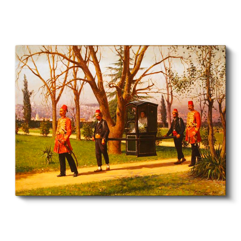 Yatay Kanvas Tablo Osmanlı İskele Kalabalık Sahnesi Osmanlı Tablosu Ev Ofis Duvar Dekoru