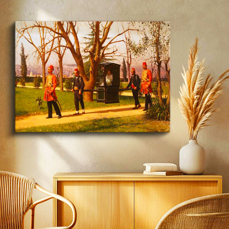 Yatay Kanvas Tablo Osmanlı İskele Kalabalık Sahnesi Osmanlı Tablosu Ev Ofis Duvar Dekoru