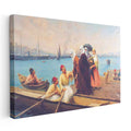 Yatay Kanvas Tablo Osmanlı Sahil Balıkçılık Sahnesi Osmanlı Tablosu Ev Ofis Duvar Dekoru