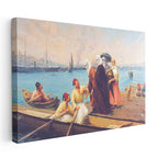 Yatay Kanvas Tablo Osmanlı Sahil Balıkçılık Sahnesi Osmanlı Tablosu Ev Ofis Duvar Dekoru