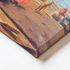 Yatay Kanvas Tablo Osmanlı Sahil Balıkçılık Sahnesi Osmanlı Tablosu Ev Ofis Duvar Dekoru