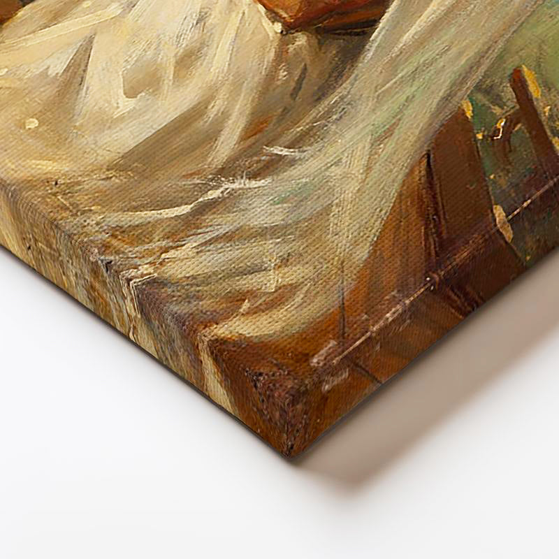 Yatay Kanvas Tablo Osmanlı Vapuru Güvertesinde Kadın Figürü Sahnesi Ev Ofis Duvar Dekoru