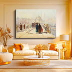 Yatay Kanvas Tablo İstanbul Köprü Üzeri Aile Yaşam Sahnesi Ev Ofis Duvar Dekoru