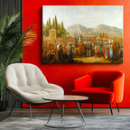 Yatay Kanvas Tablo Osmanlı Resmi Tören Alayı Tarihi Sahne Ev Ofis Duvar Dekoru