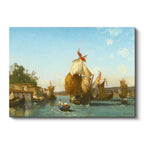 Yatay Kanvas Tablo Osmanlı Yelkenli Tekneler Kıyı Sahnesi Ev Ofis Duvar Dekoru