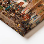 Yatay Kanvas Tablo Osmanlı Cami Önü Pazar Kalabalığı Sahnesi Ev Ofis Duvar Dekoru