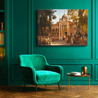 Yatay Kanvas Tablo Osmanlı Saray Kapısı Tören Sahnesi Ev Ofis Duvar Dekoru