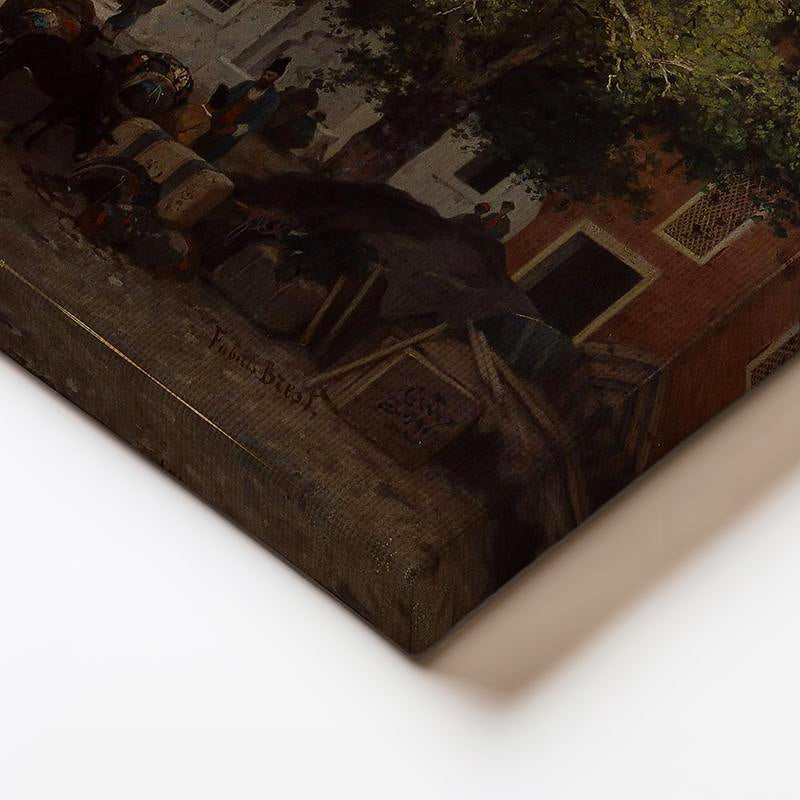 Yatay Kanvas Tablo Osmanlı Saray Avlusu Günlük Yaşam Sahnesi Ev Ofis Duvar Dekoru