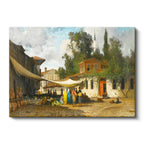 Yatay Kanvas Tablo Osmanlı Mahalle Pazarı Sokak Sahnesi Ev Ofis Duvar Dekoru
