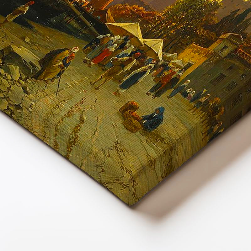 Yatay Kanvas Tablo İstanbul Gün Batımı Yelkenli Liman Sahnesi Ev Ofis Duvar Dekoru