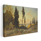 Yatay Kanvas Tablo Osmanlı Tepelik Manzara ve Kervan Sahnesi Ev Ofis Duvar Dekoru