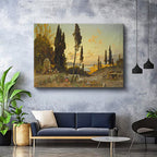 Yatay Kanvas Tablo Osmanlı Tepelik Manzara ve Kervan Sahnesi Ev Ofis Duvar Dekoru