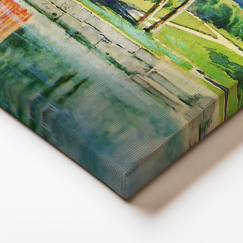 Yatay Kanvas Tablo Osmanlı Yalı Köşkü Göl Yansıması Sahnesi Ev Ofis Duvar Dekoru