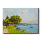 Yatay Kanvas Tablo Osmanlı Sahil Köşkü Doğa ve Deniz Manzarası Ev Ofis Duvar Dekoru