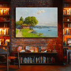 Yatay Kanvas Tablo Osmanlı Sahil Köşkü Doğa ve Deniz Manzarası Ev Ofis Duvar Dekoru