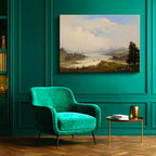 Yatay Kanvas Tablo İstanbul Haliç Kıyısı Panoramik Manzara Ev Ofis Duvar Dekoru