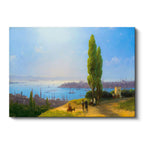 Yatay Kanvas Tablo İstanbul Tepeden Şehir ve Boğaz Manzarası Ev Ofis Duvar Dekoru