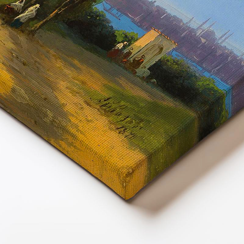 Yatay Kanvas Tablo İstanbul Tepeden Şehir ve Boğaz Manzarası Ev Ofis Duvar Dekoru