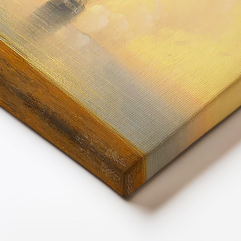 Yatay Kanvas Tablo Osmanlı Sisli Liman Sahnesi Yelkenli Gemiler Ev Ofis Duvar Dekoru