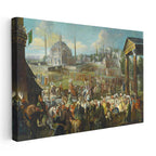 Yatay Kanvas Tablo Osmanlı Saray Önü Resmi Alay Sahnesi Ev Ofis Duvar Dekoru