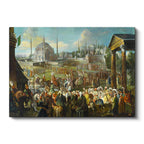Yatay Kanvas Tablo Osmanlı Saray Önü Resmi Alay Sahnesi Ev Ofis Duvar Dekoru
