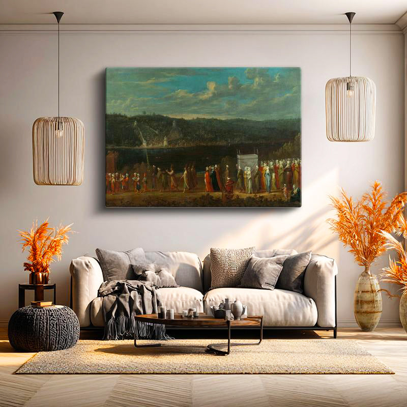 Yatay Kanvas Tablo Cenaze Alayı Kortej Osmanlı Tablosu Ev Ofis Duvar Dekoru