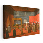 Yatay Kanvas Tablo Padişah Divan Huzuru Osmanlı Tablosu Ev Ofis Duvar Dekoru