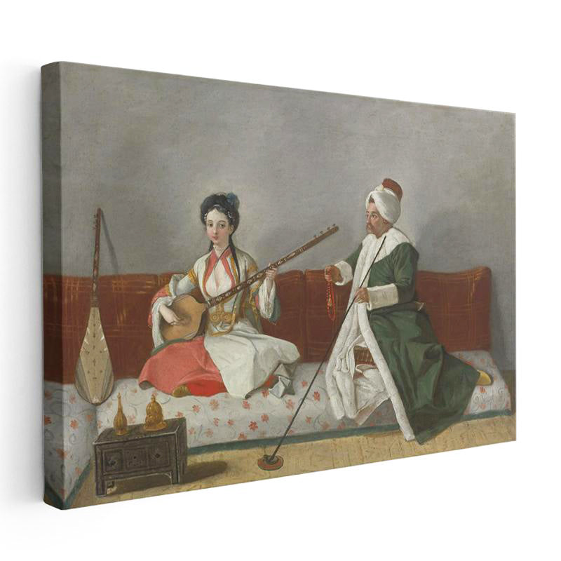 Yatay Kanvas Tablo Müzisyen Cariye Ağa Osmanlı Tablosu Ev Ofis Duvar Dekoru