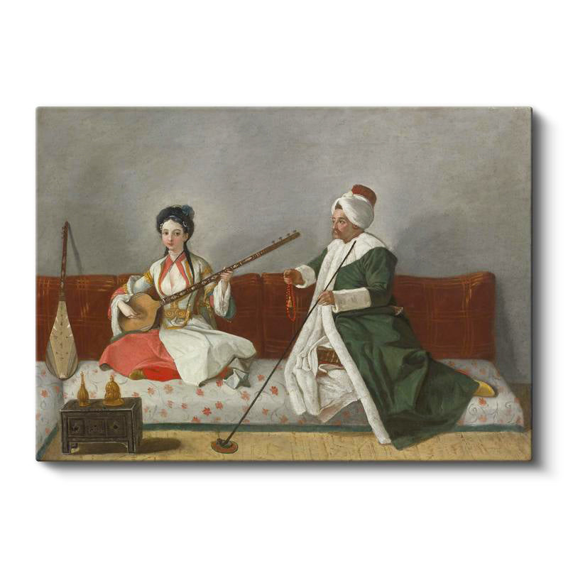 Yatay Kanvas Tablo Müzisyen Cariye Ağa Osmanlı Tablosu Ev Ofis Duvar Dekoru