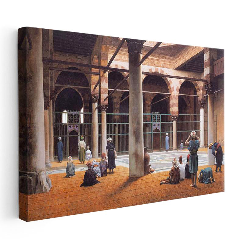 Yatay Kanvas Tablo Cami Avlusu Namaz Osmanlı Tablosu Ev Ofis Duvar Dekoru