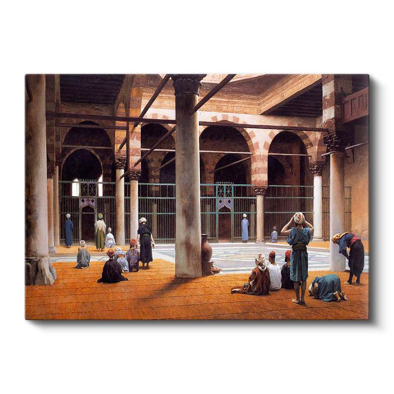 Yatay Kanvas Tablo Cami Avlusu Namaz Osmanlı Tablosu Ev Ofis Duvar Dekoru