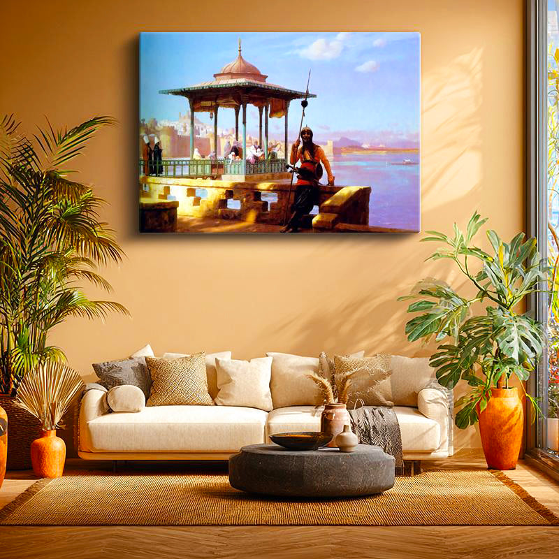 Yatay Kanvas Tablo Nöbetçi Asker Sahil Osmanlı Tablosu Ev Ofis Duvar Dekoru