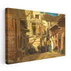 Yatay Kanvas Tablo Tarihi Çarşı Sokağı Osmanlı Tablosu Ev Ofis Duvar Dekoru