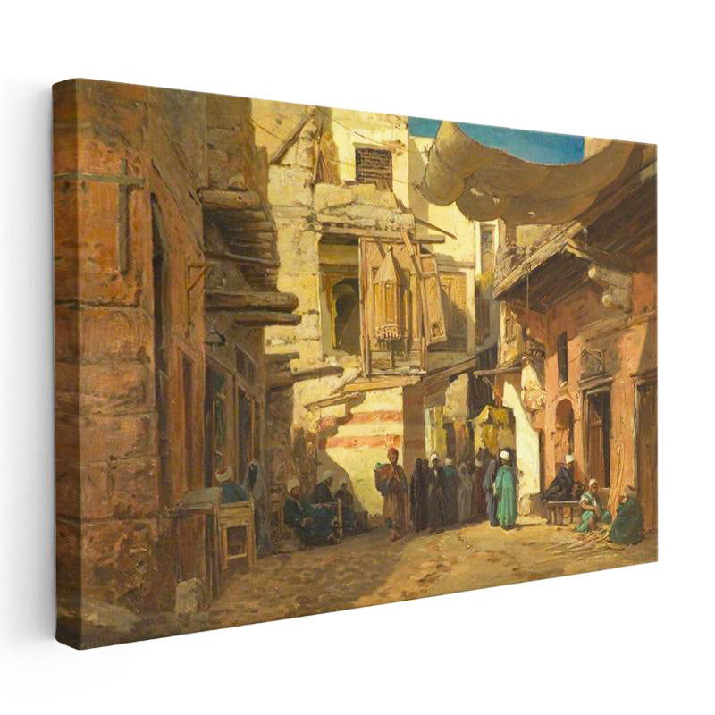 Yatay Kanvas Tablo Tarihi Çarşı Sokağı Osmanlı Tablosu Ev Ofis Duvar Dekoru