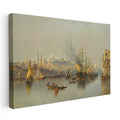 Yatay Kanvas Tablo Haliç Limanı Gemiler Osmanlı Tablosu Ev Ofis Duvar Dekoru