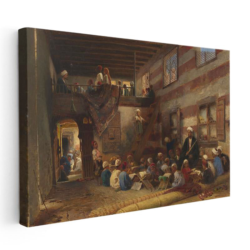 Yatay Kanvas Tablo Sıbyan Mektebi Eğitim Osmanlı Tablosu Ev Ofis Duvar Dekoru