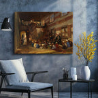 Yatay Kanvas Tablo Sıbyan Mektebi Eğitim Osmanlı Tablosu Ev Ofis Duvar Dekoru