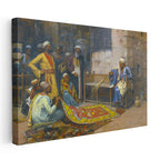 Yatay Kanvas Tablo Halı Tüccarı Pazarlık Osmanlı Tablosu Ev Ofis Duvar Dekoru