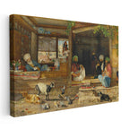 Yatay Kanvas Tablo Köy Kahvehanesi Sohbet Osmanlı Tablosu Ev Ofis Duvar Dekoru