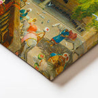 Yatay Kanvas Tablo Avluda Meyve Ziyafeti Osmanlı Tablosu Ev Ofis Duvar Dekoru