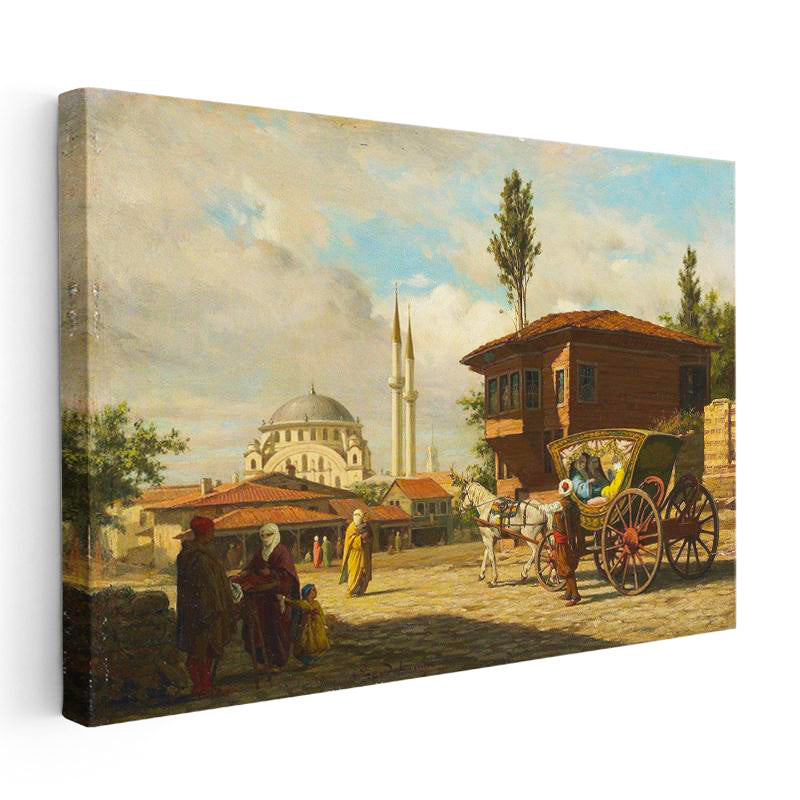 Yatay Kanvas Tablo Fayton Gezisi Konak Osmanlı Tablosu Ev Ofis Duvar Dekoru