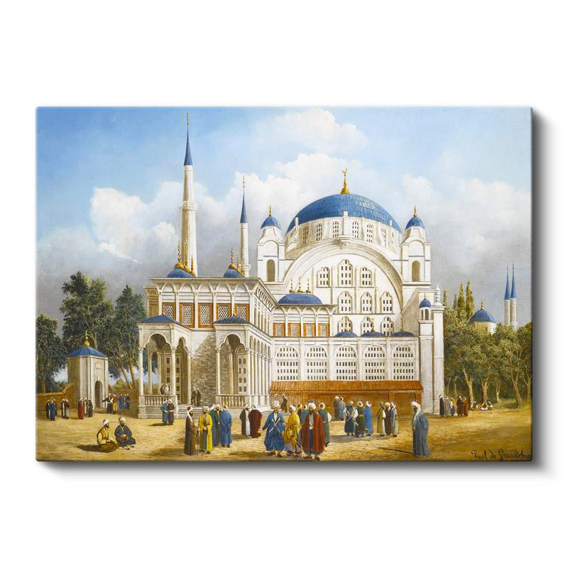Yatay Kanvas Tablo Tarihi Külliye Meydanı Osmanlı Tablosu Ev Ofis Duvar Dekoru