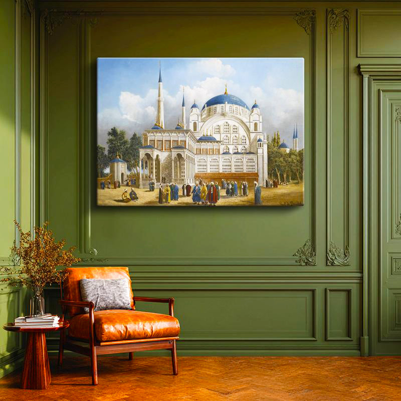 Yatay Kanvas Tablo Tarihi Külliye Meydanı Osmanlı Tablosu Ev Ofis Duvar Dekoru