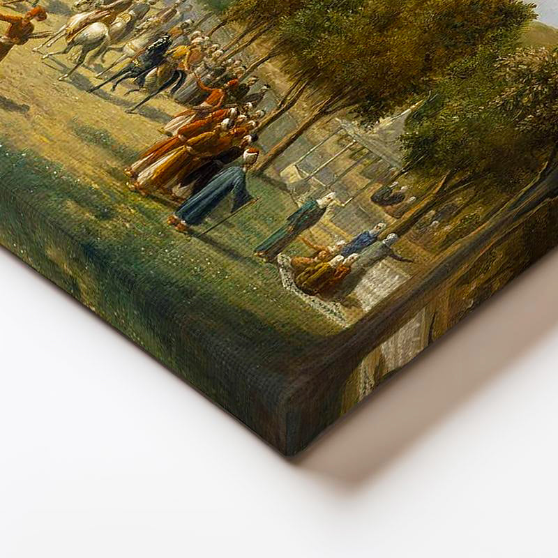 Yatay Kanvas Tablo Atlı Cirit Müsabakası Osmanlı Tablosu Ev Ofis Duvar Dekoru